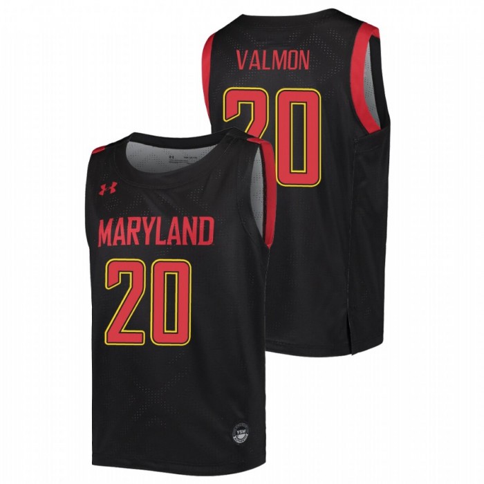 Maryland Terrapins Travis Valmon Jersey College Basketball Black Replica Youth