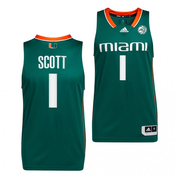 Miami Hurricanes Durand Scott #1 Green College Basketball Uniform Alumni Jersey