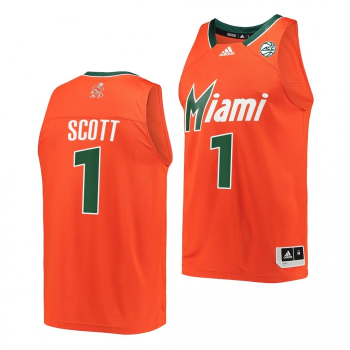 Durand Scott #1 Miami Hurricanes Reverse Retro Alumni Basketball Orange Jersey