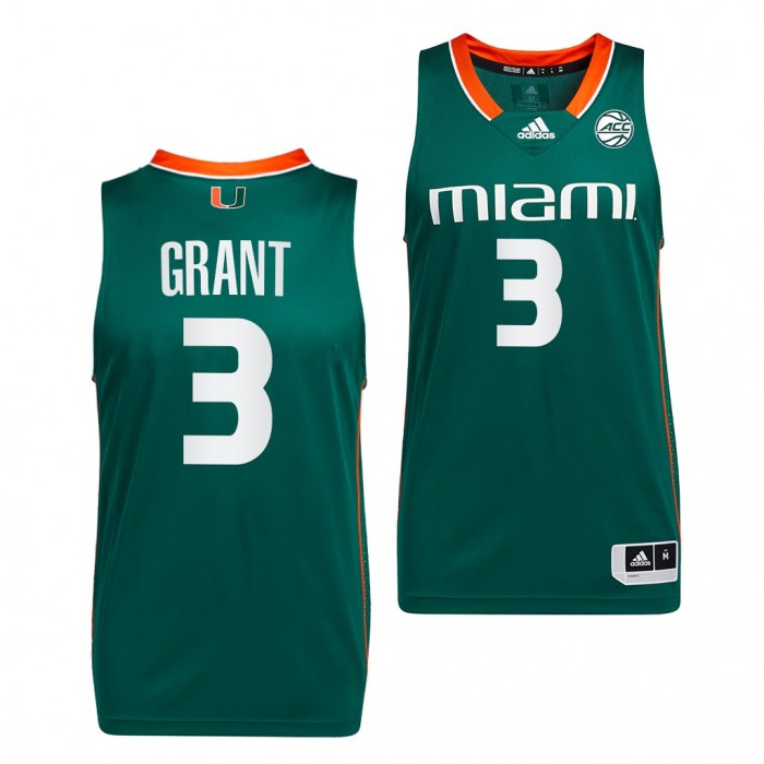 Miami Hurricanes Malcolm Grant #3 Green College Basketball Uniform Alumni Jersey