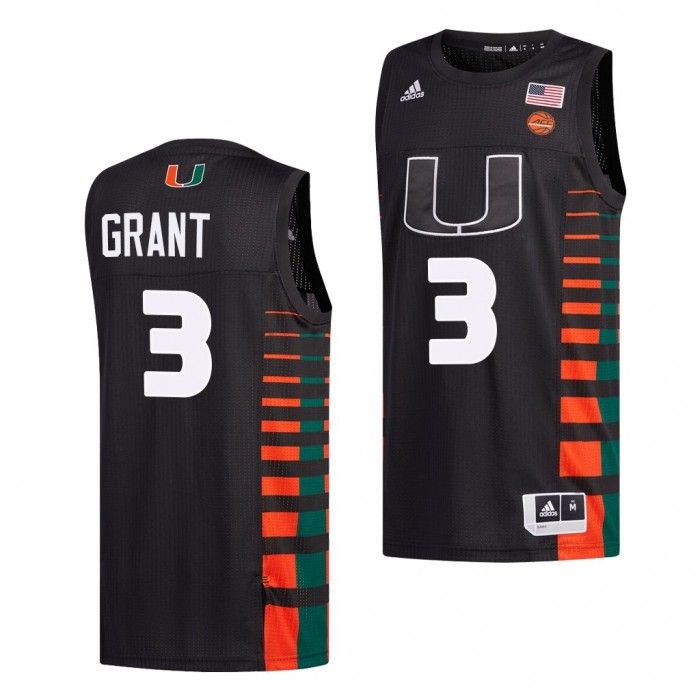 Miami Hurricanes Malcolm Grant #3 Black College Basketball Uniform Alumni Jersey