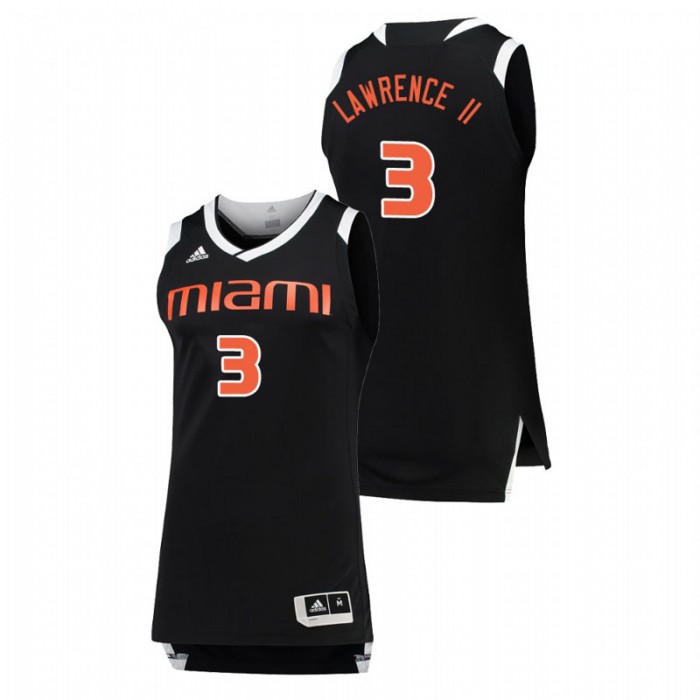 Miami Hurricanes College Basketball Black White Anthony Lawrence II Chase Jersey For Men
