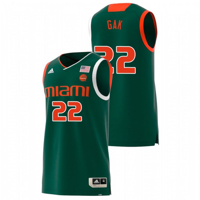Miami Hurricanes College Basketball Green Deng Gak Replica Jersey For Men