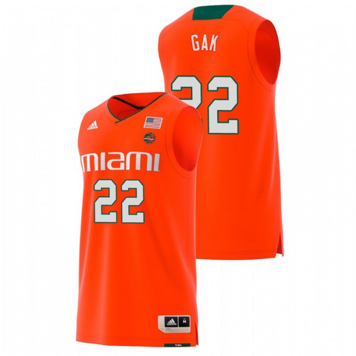 Miami Hurricanes College Basketball Orange Deng Gak Replica Jersey For Men