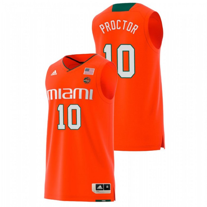 Miami Hurricanes College Basketball Orange Dominic Proctor Replica Jersey For Men