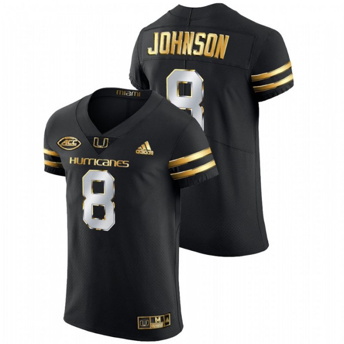 Duke Johnson Miami Hurricanes Golden Edition Authentic Black Jersey For Men