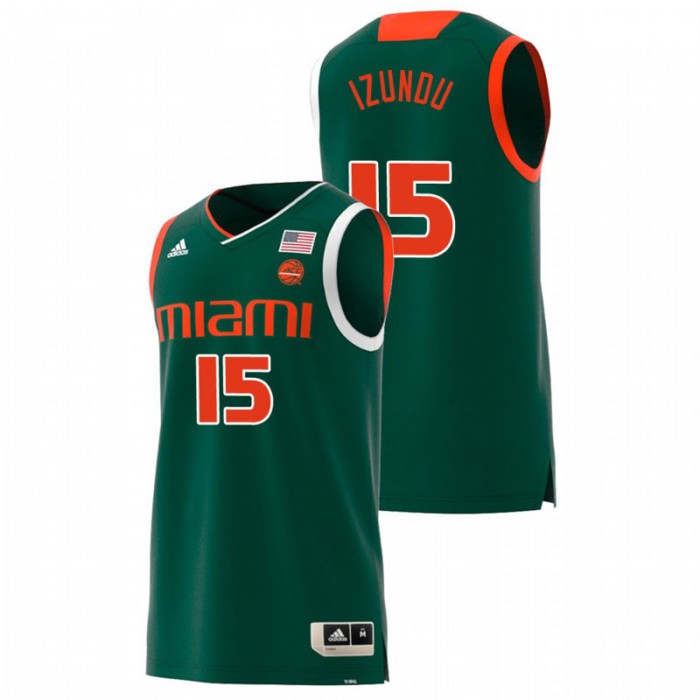 Miami Hurricanes College Basketball Green Ebuka Izundu Replica Jersey For Men