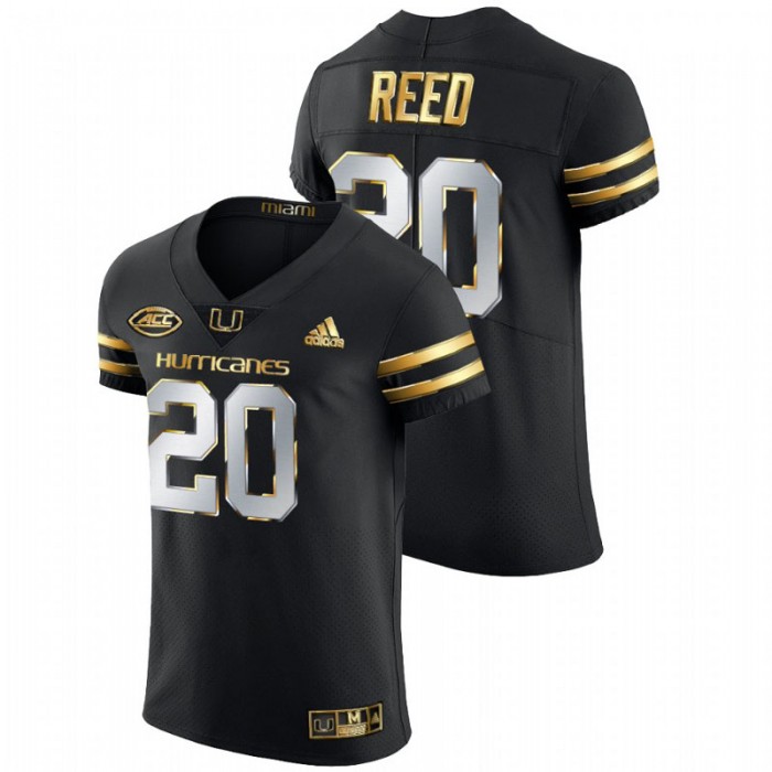 Ed Reed Miami Hurricanes Golden Edition Authentic Black Jersey For Men