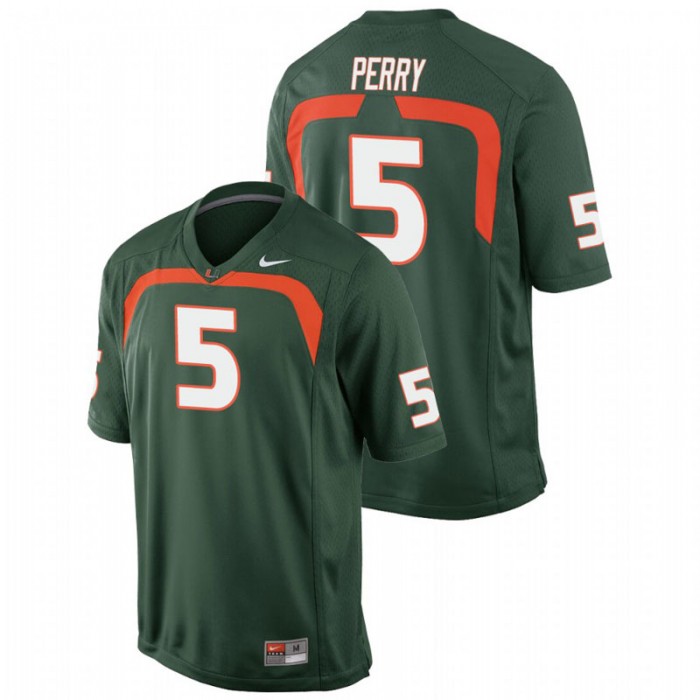 N'Kosi Perry Miami Hurricanes Game Green College Football Jersey