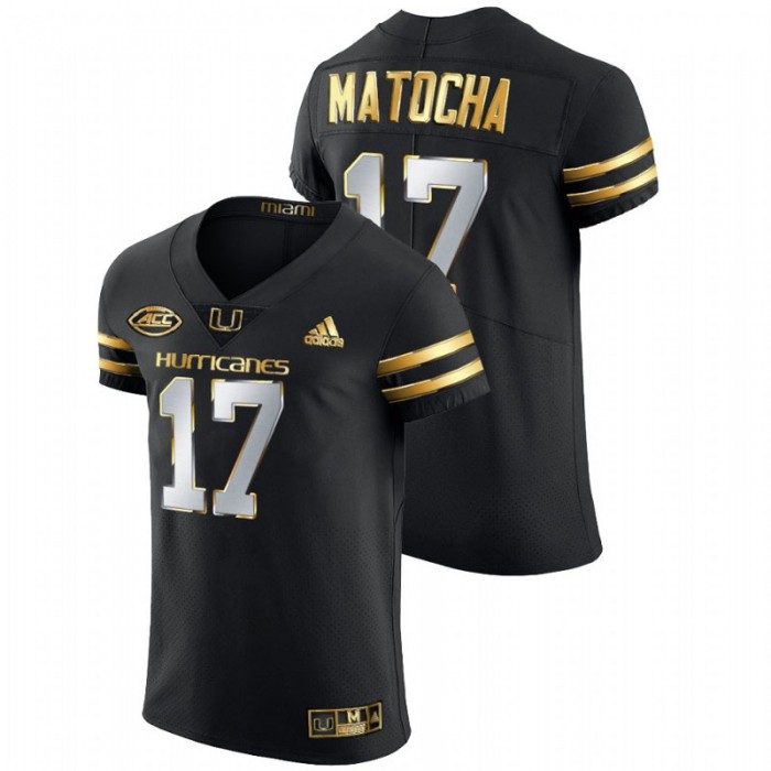 Peyton Matocha Miami Hurricanes Golden Edition Authentic Black Jersey For Men