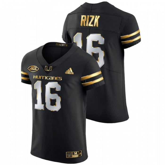 Ryan Rizk Miami Hurricanes Golden Edition Authentic Black Jersey For Men