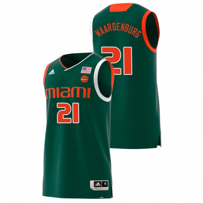 Miami Hurricanes College Basketball Green Sam Waardenburg Replica Jersey For Men