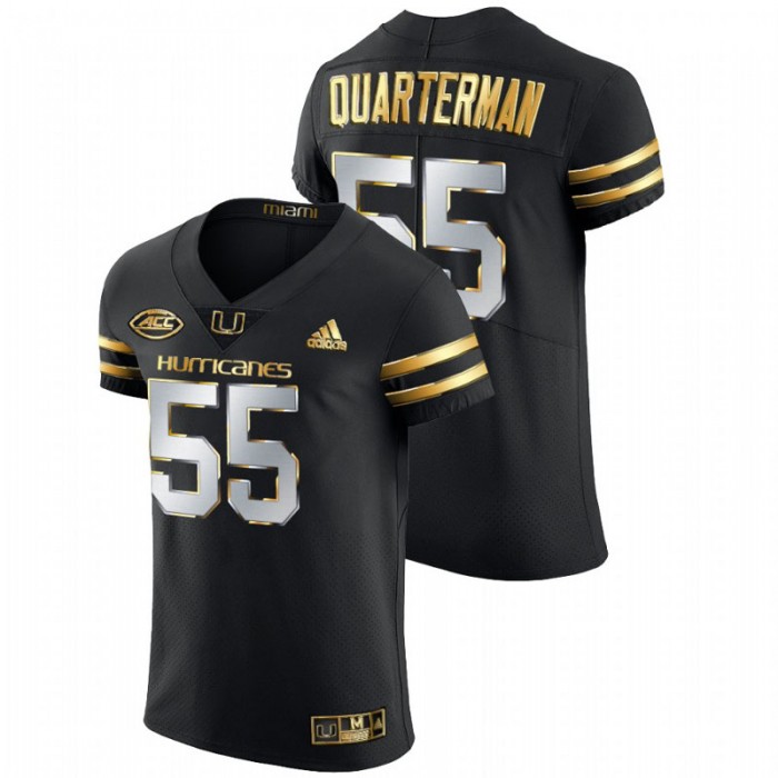 Shaquille Quarterman Miami Hurricanes Golden Edition Authentic Black Jersey For Men