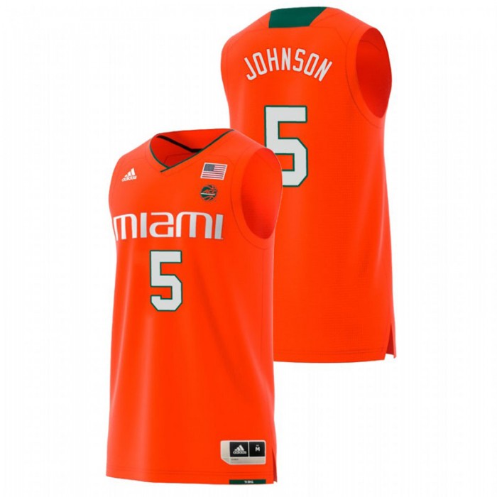 Miami Hurricanes College Basketball Orange Zach Johnson Replica Jersey For Men
