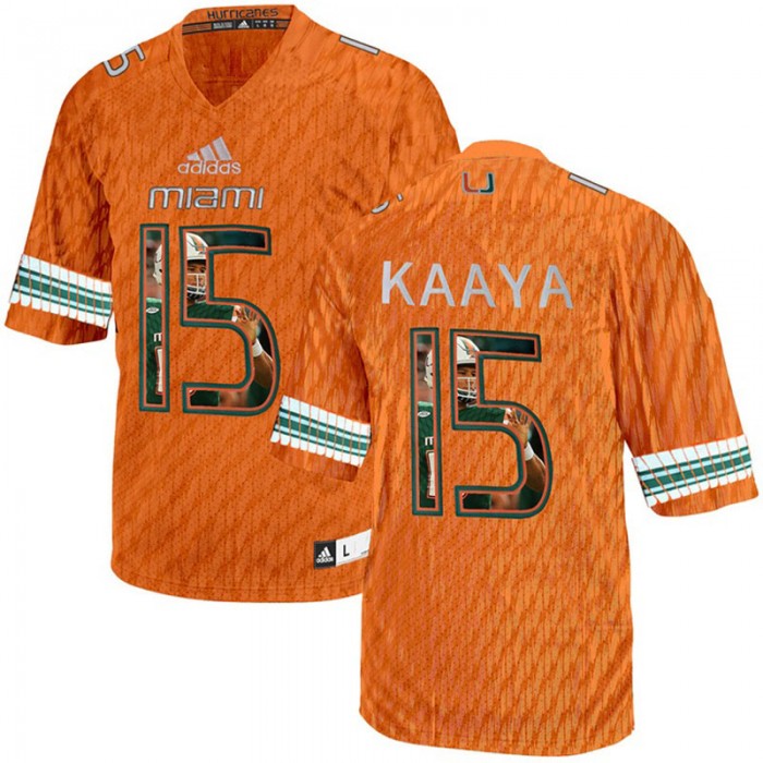 Miami Hurricanes Brad Kaaya Orange NCAA Football Premier Jersey Printing Player Portrait