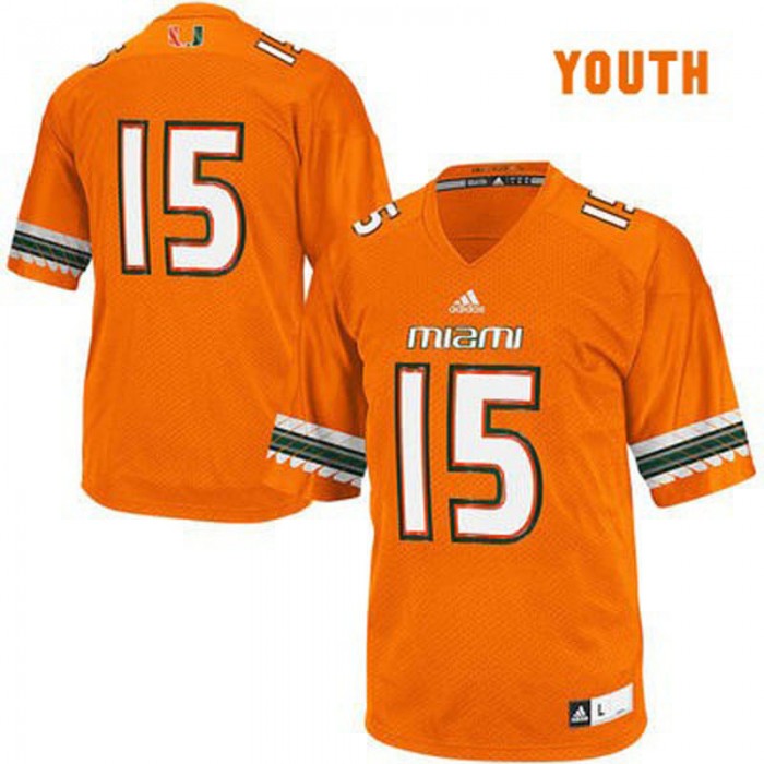 Miami Hurricanes #15 Orange Football Youth Jersey