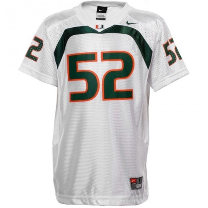 Miami Hurricanes #52 Ray Lewis White Football Youth Jersey