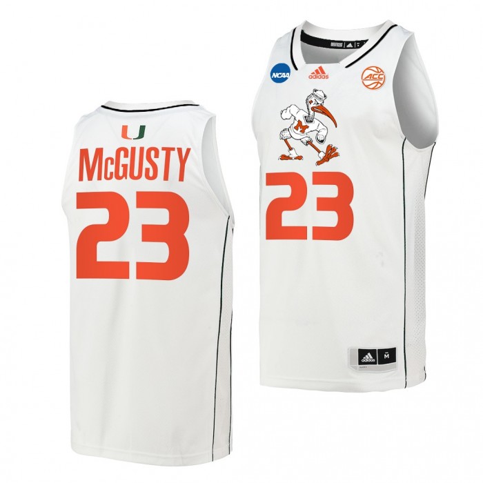 Kameron McGusty Miami Hurricanes 2022 NCAA March Madness White Basketball Jersey #23