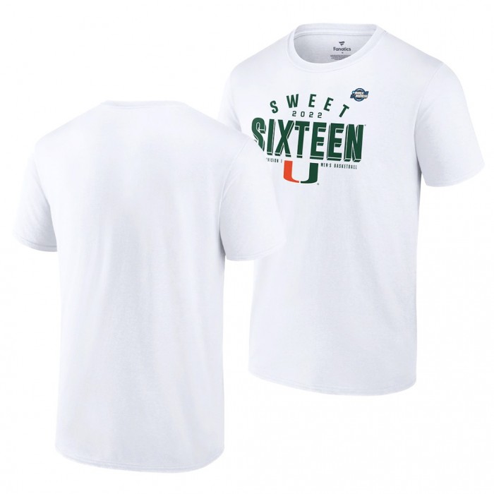 Miami Hurricanes 2022 NCAA March Madness Sweet Sixteen White For Men Basketball Tournament T-Shirt Men