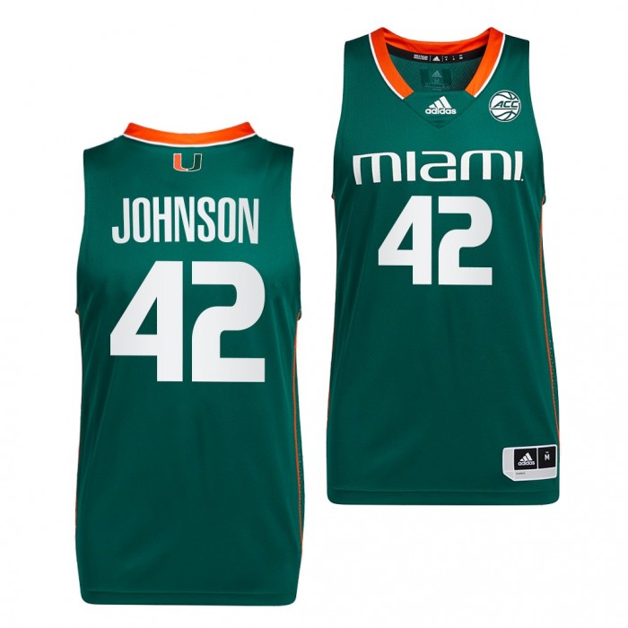 Miami Hurricanes Reggie Johnson #42 Green College Basketball Uniform Alumni Jersey