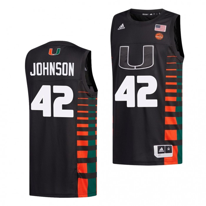 Miami Hurricanes Reggie Johnson #42 Black College Basketball Uniform Alumni Jersey