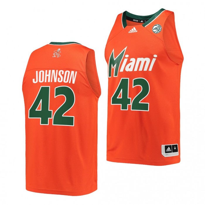 Reggie Johnson #42 Miami Hurricanes Reverse Retro Alumni Basketball Orange Jersey