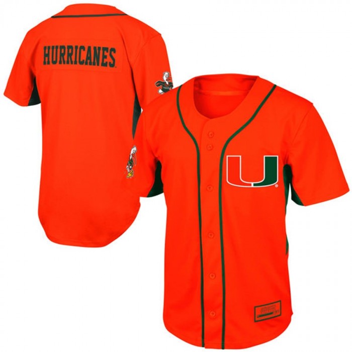 Youth Miami Hurricanes Orange Button-Up Strike Zone Baseball Jersey