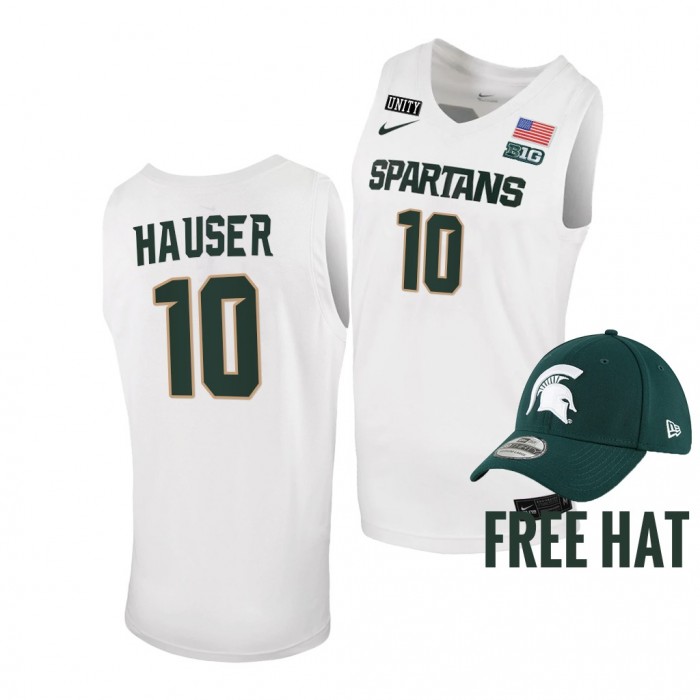 Joey Hauser Jersey Michigan State Spartans 2021-22 College Basketball Free Hat Jersey-White
