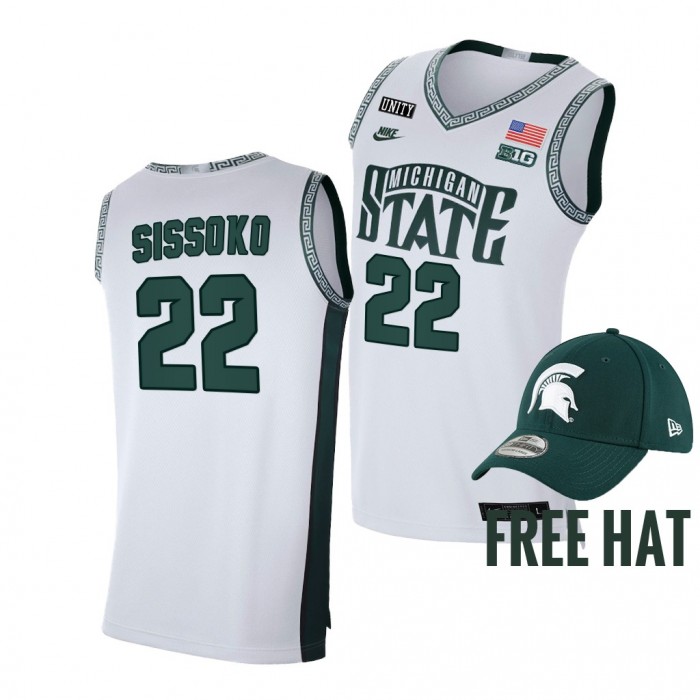 Michigan State Spartans Mady Sissoko White College Basketball Jersey Free Hat