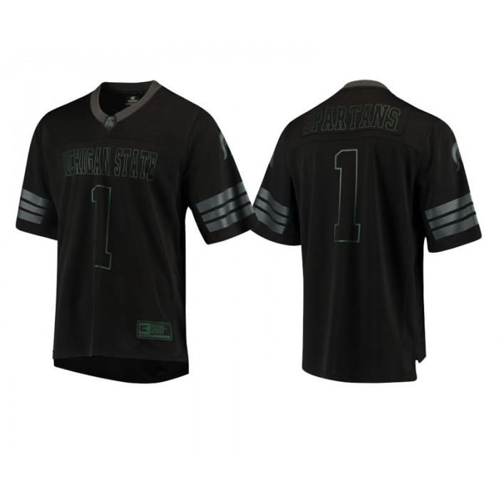 Michigan State Spartans #1 Male Black College Colosseum Blackout Football Jersey