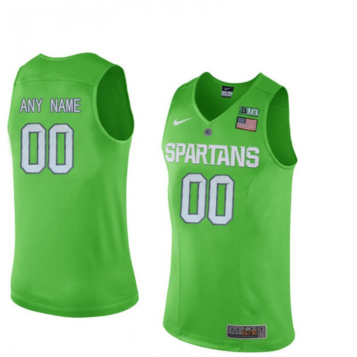 Male Michigan State Spartans Kelly Green Authentic Name And Number Customized Basketball Jersey