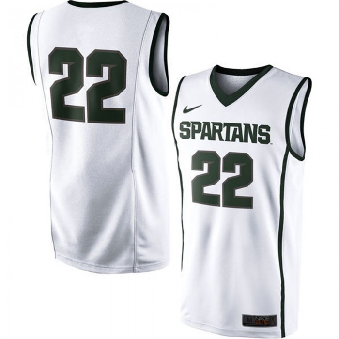 Male Michigan State Spartans #22 White NCAA Basketball Premier Tank Top Jersey