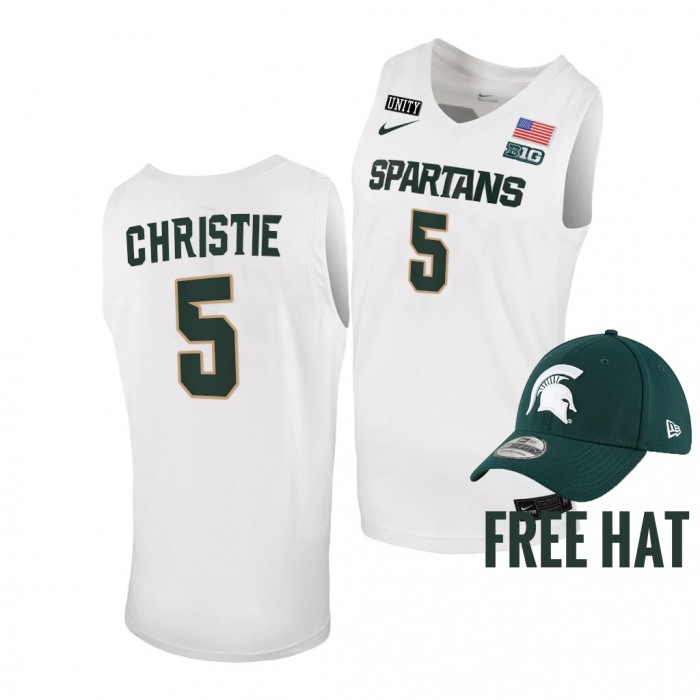 Max Christie Jersey Michigan State Spartans 2021-22 College Basketball Free Hat Jersey-White