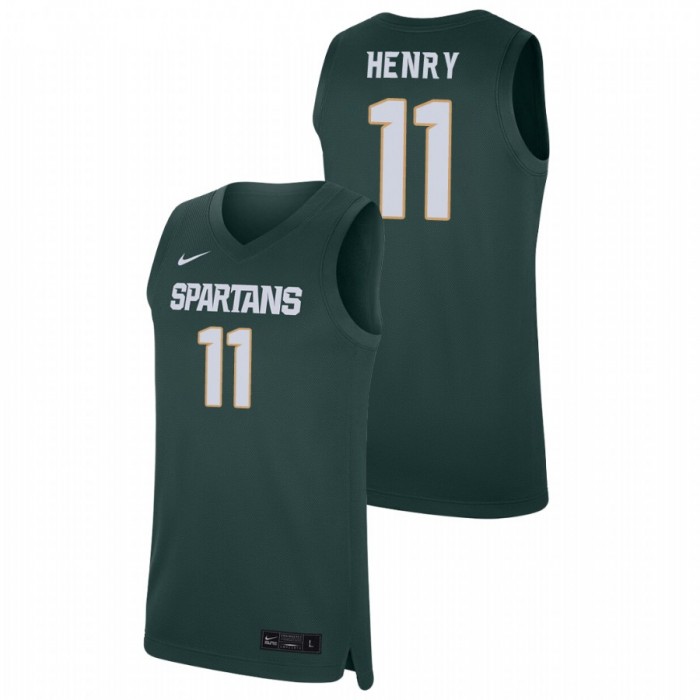Michigan State Spartans Replica Aaron Henry College Basketball Jersey Green For Men