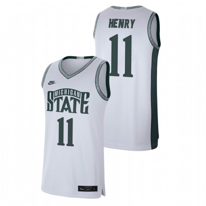 Michigan State Spartans Retro Basketball Aaron Henry Limited Jersey White For Men