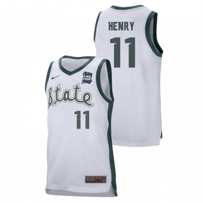 Men's Michigan State Spartans Aaron Henry 2019 Final-Four Retro Performance White Jersey