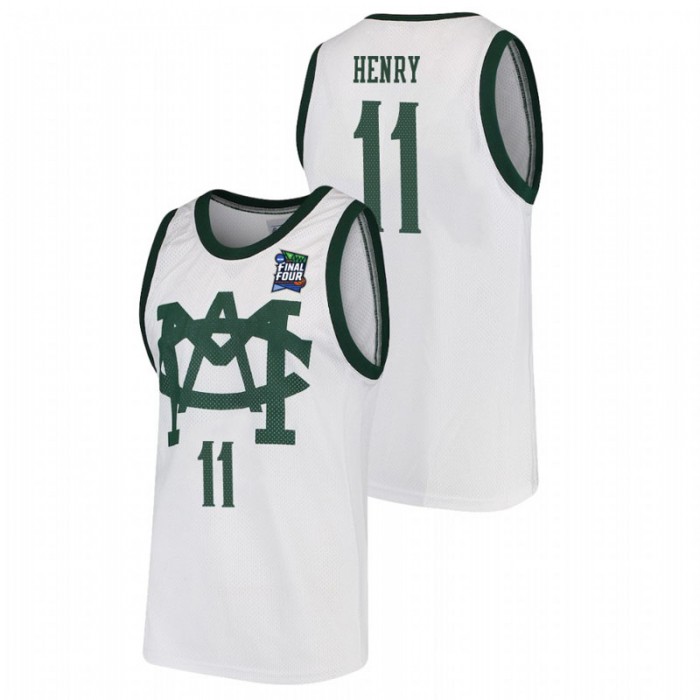 Men's Michigan State Spartans Aaron Henry 2019 Final-Four Vault MAC Replica White Jersey