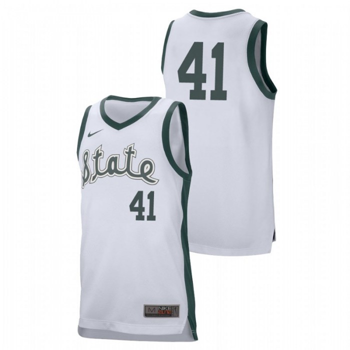 Michigan State Spartans College Basketball White Conner George Retro Performance Jersey For Men