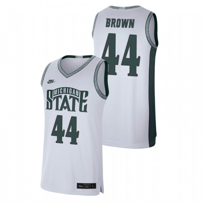 Michigan State Spartans Retro Basketball Gabe Brown Limited Jersey White For Men
