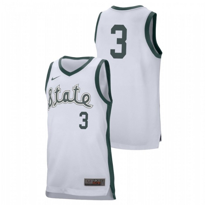 Michigan State Spartans College Basketball White Gabe Brown Retro Performance Jersey For Men