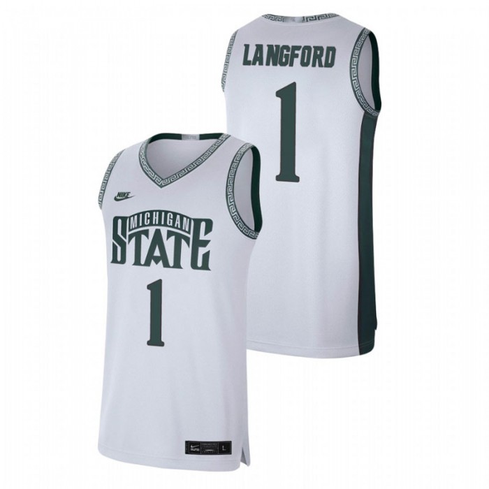 Michigan State Spartans Retro Basketball Joshua Langford Limited Jersey White For Men