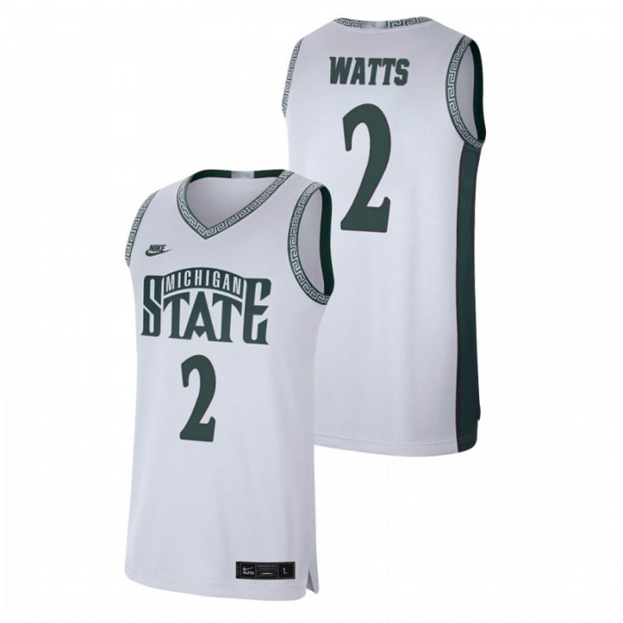 Michigan State Spartans Retro Basketball Rocket Watts Limited Jersey White For Men