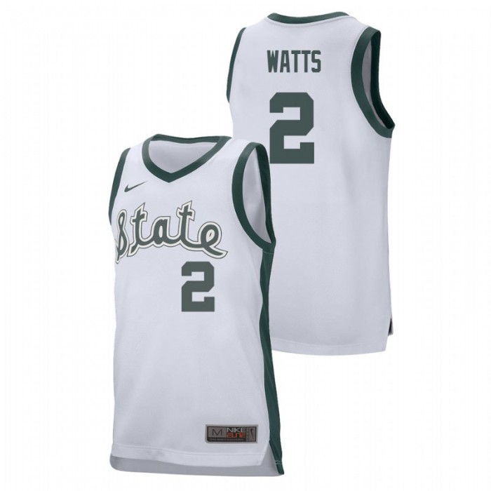 Michigan State Spartans College Basketball Rocket Watts Replica Jersey White For Men