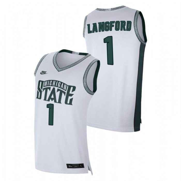 Michigan State Spartans College Basketball Joshua Langford Limited Retro Jersey White Men