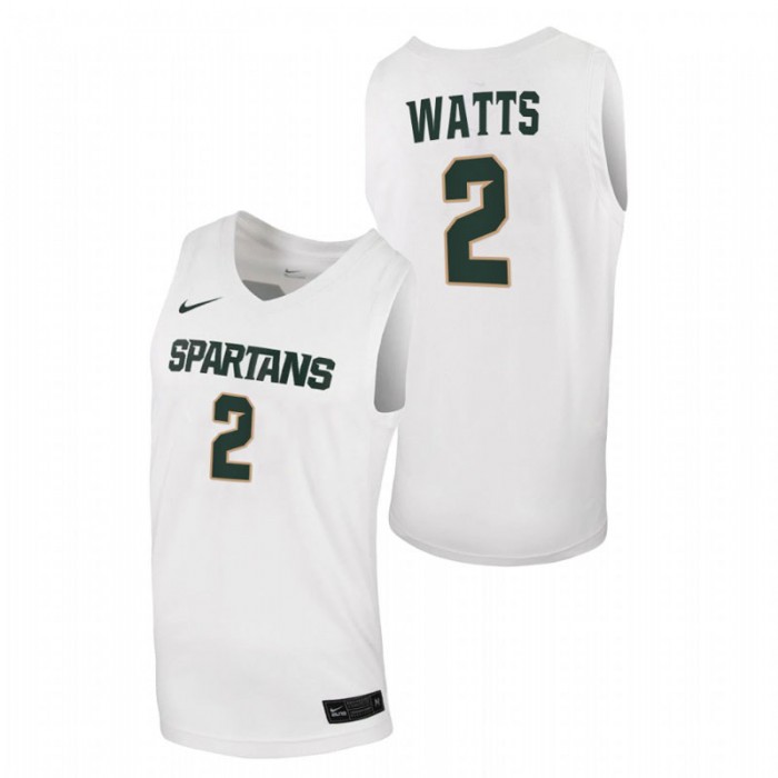 Michigan State Spartans Rocket Watts Jersey Basketball White Replica Men