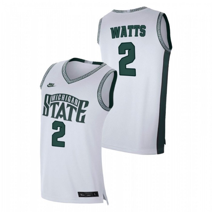 Michigan State Spartans College Basketball Rocket Watts Limited Retro Jersey White Men