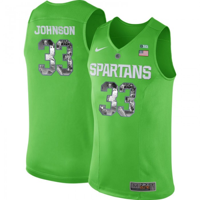 Male Michigan State Spartans Magic Johnson Apple Green Basketball Jersey With Player Pictorial Big 12