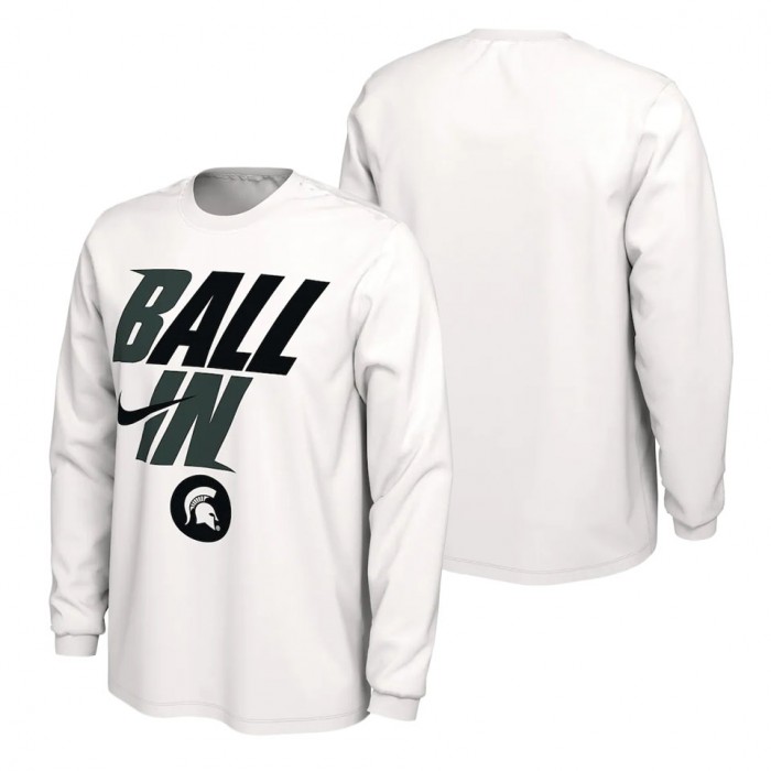 Michigan State Spartans Nike Ball In Bench Long Sleeve T-Shirt White