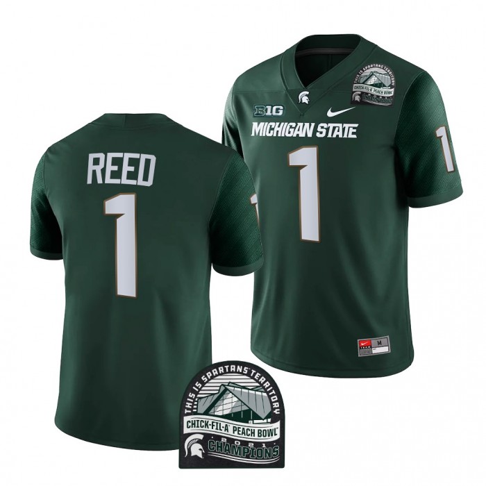 Michigan State Spartans 2021 Peach Bowl Champions Jayden Reed Jersey Green
