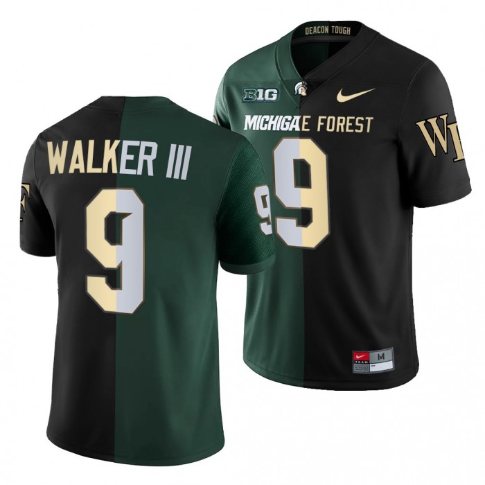 Kenneth Walker III Michigan State Spartans Wake Forest Split Jersey-Black Green
